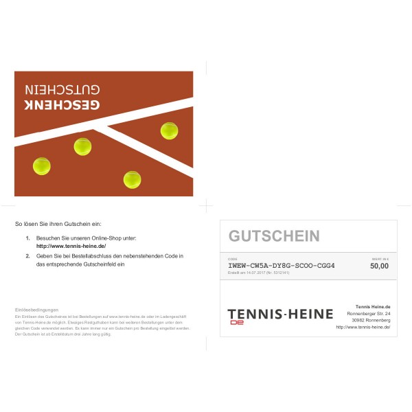 Gutscheine bei Tennis-Heine günstig kaufen | Tennis-Heine.de